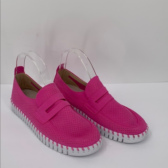 Ilse Jacobsen Tulipu penny loafer shoe Rose pink white platform violet new 40 10 - Picture 2 of 6